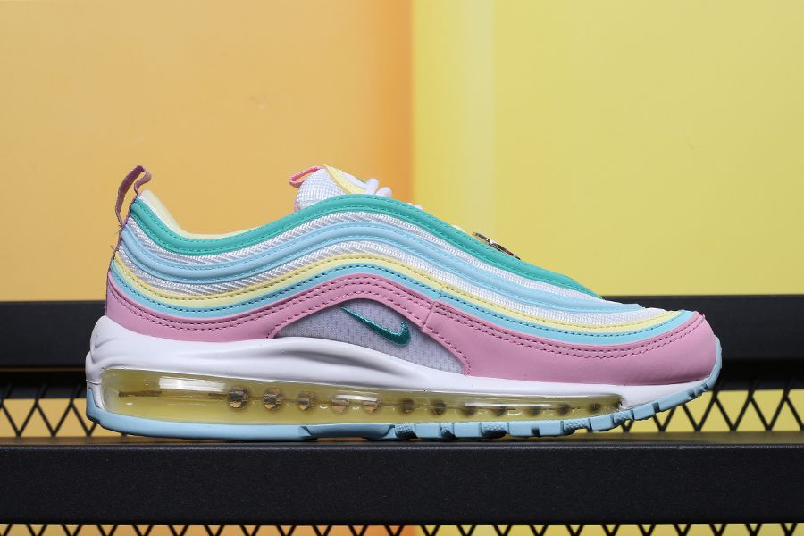 nike air max 97 pink white yellow green