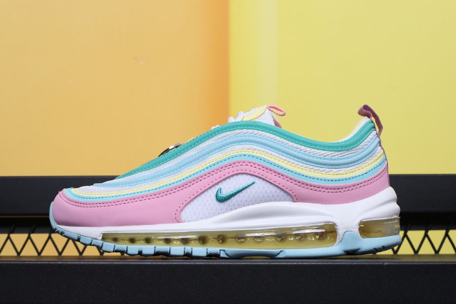 nike air max 97 pink white yellow green