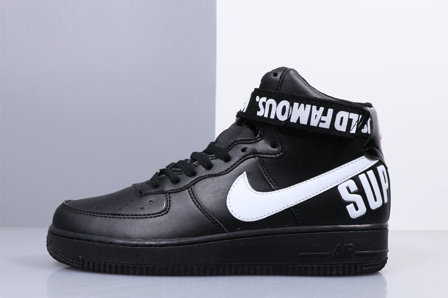 World Famous x Supreme x Nike Air Force 1 High In Black - FavSole.com