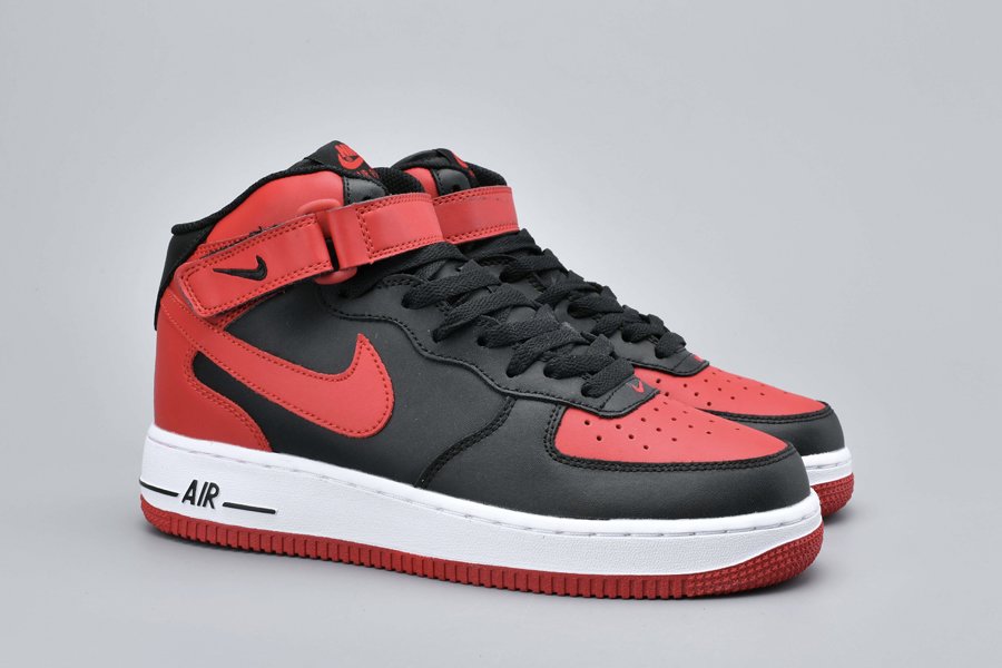 nike air force 1 mid '07 black/gym red-white