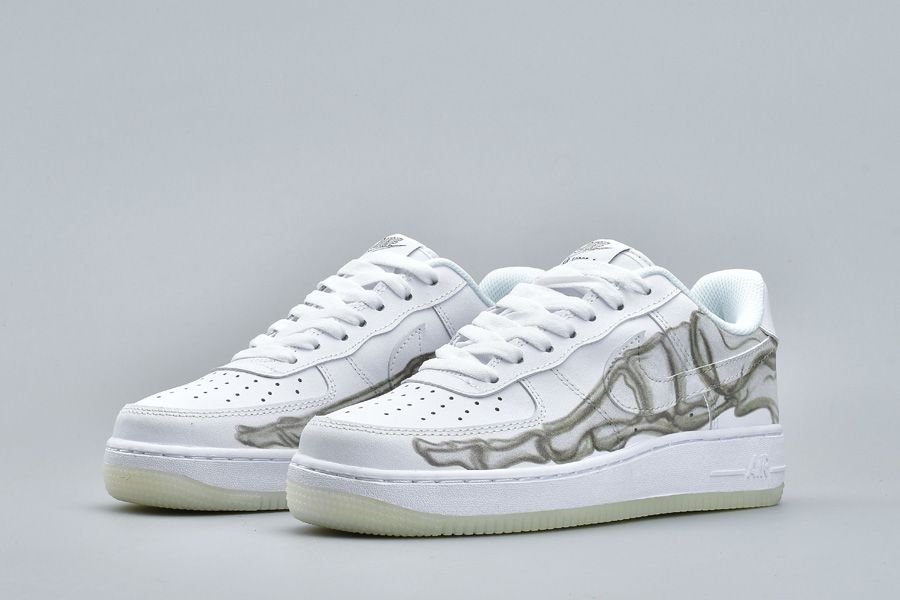 2018 White Nike Air Force 1 Low “Skeleton” Glow-in-the-Dark Outsole ...