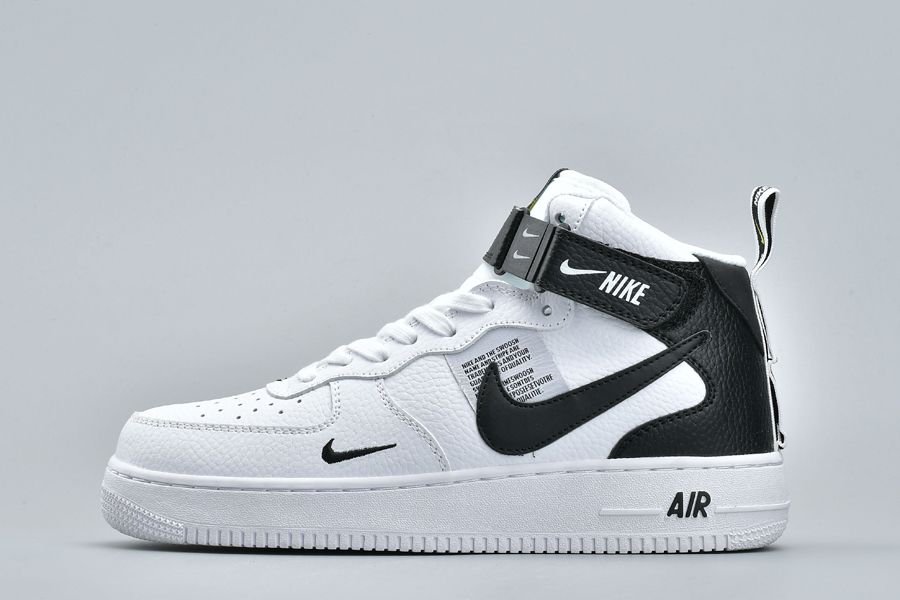 Nike Air Force 1 Mid Utility White Black Casual Shoes - FavSole.com
