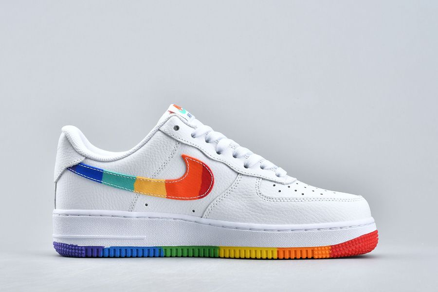 Colorful Sole Nike Air Force 1 Low White Rainbow Swoosh - FavSole.com