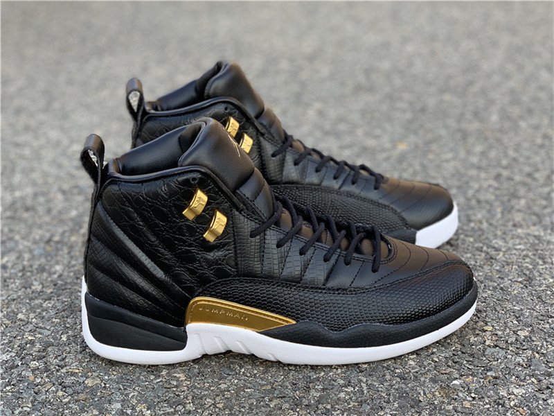 Air Jordan 12 “Reptile” Midnight Black/Metallic Gold-White - FavSole.com