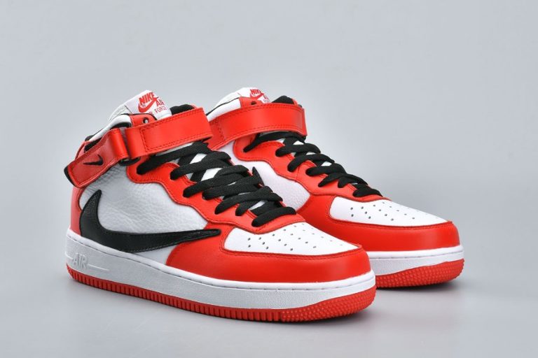 Nike Air Force 1 Mid Backwards Swoosh White Red Black - FavSole.com