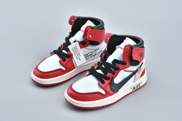 Kids Air Jordan 1 Retro High Off-White Chicago White Black Red ...