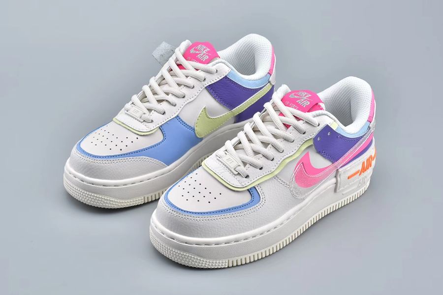 Double-Layered Nike Air Force 1 “Shadow” Double Swoosh Sail Pink Purple ...