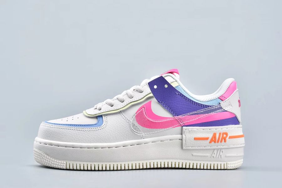 Double-Layered Nike Air Force 1 Shadow Double Swoosh Sail Pink Purple