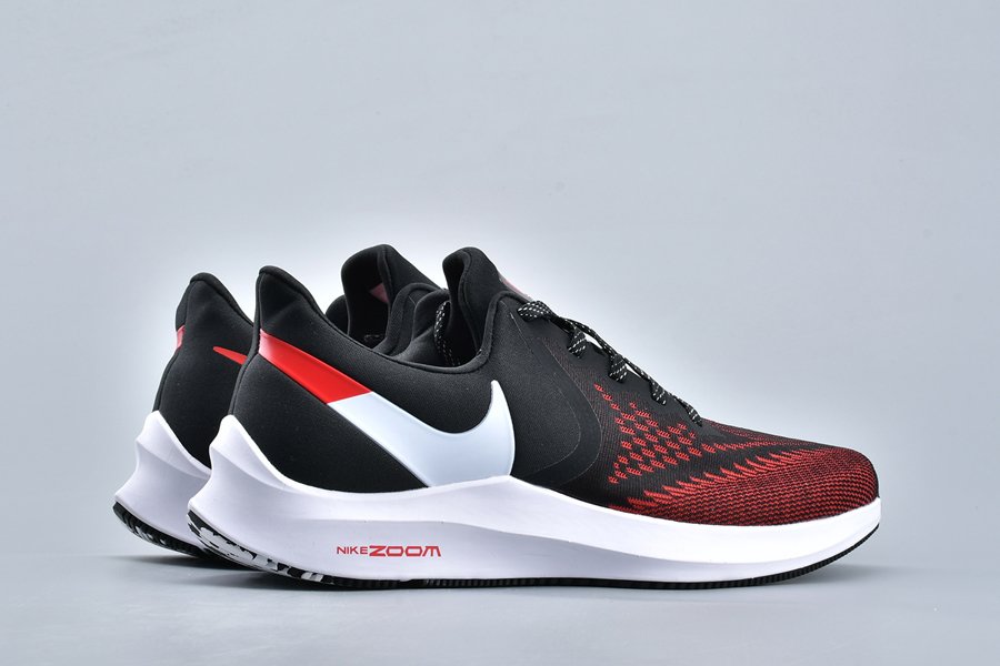 Nike Zoom Winflo 6 Black White Red Men’s Running Shoes - FavSole.com