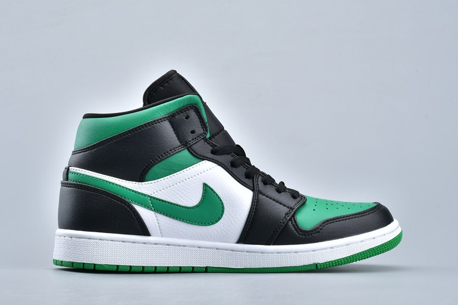 Air Jordan 1 Mid “Green Toe” Black/Gym Red-White-Pine Green - FavSole.com