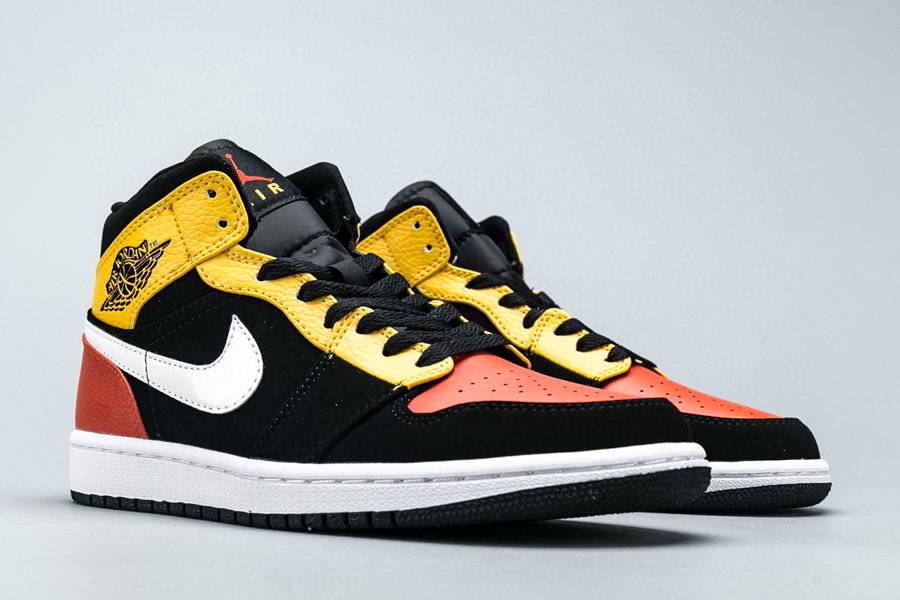 Air Jordan 1 Mid “Raygun” Black/Amarillo/White/Team Orange - FavSole.com