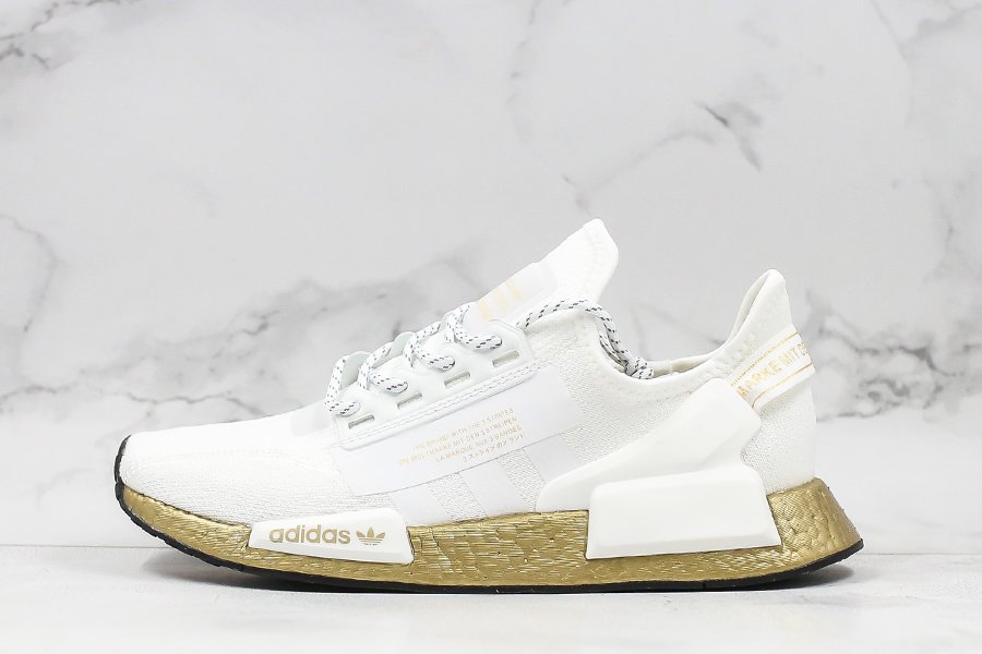 adidas NMD_R1 V2 In White and Gold Metallic FW5450 - FavSole.com