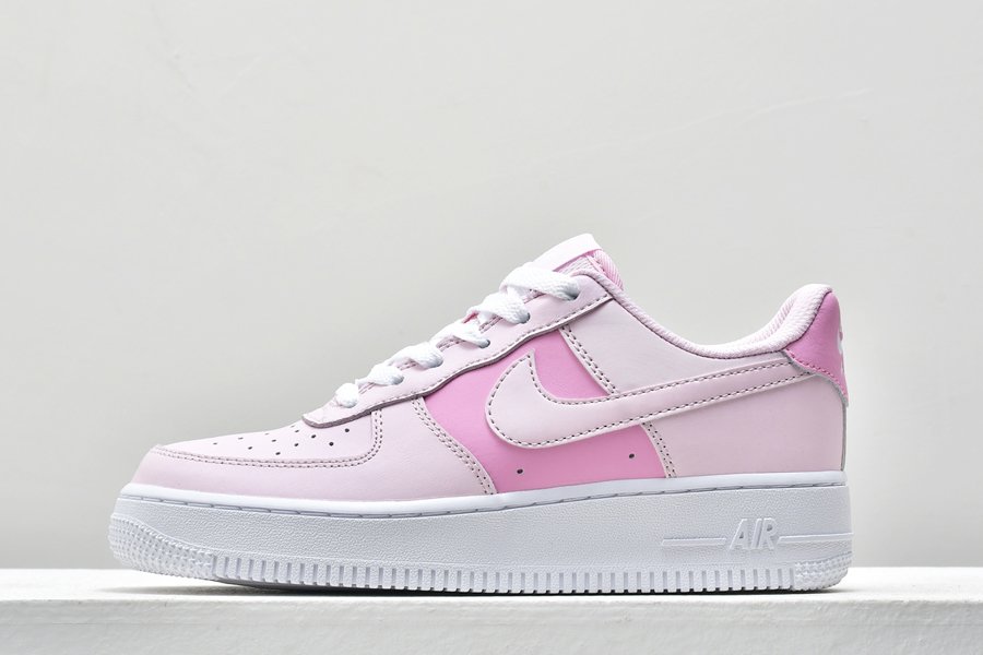 Grade School Size Nike Air Force 1 Low Pink Foam/White-Pink Rise ...