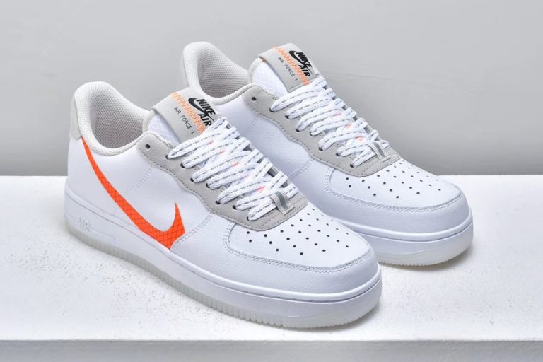 white air forces with orange swoosh