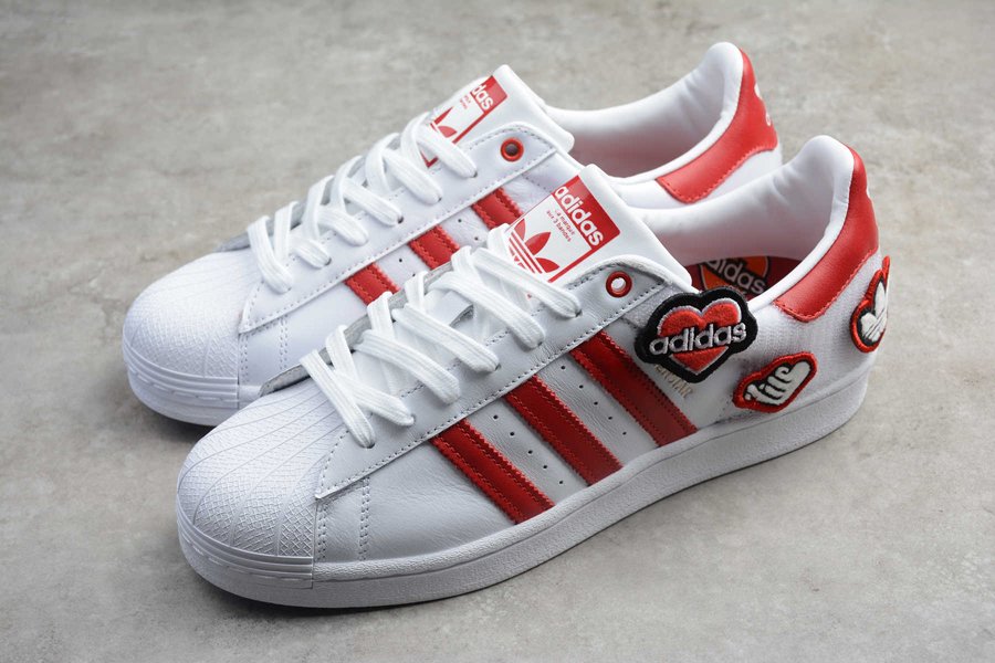 White Red adidas Superstar Surfaces With Stick-On Velcro Patches ...