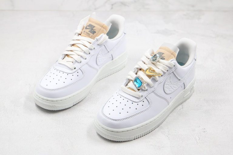 Men and Women’s Nike Air Force 1 ’07 LX “Bling” In White - FavSole.com