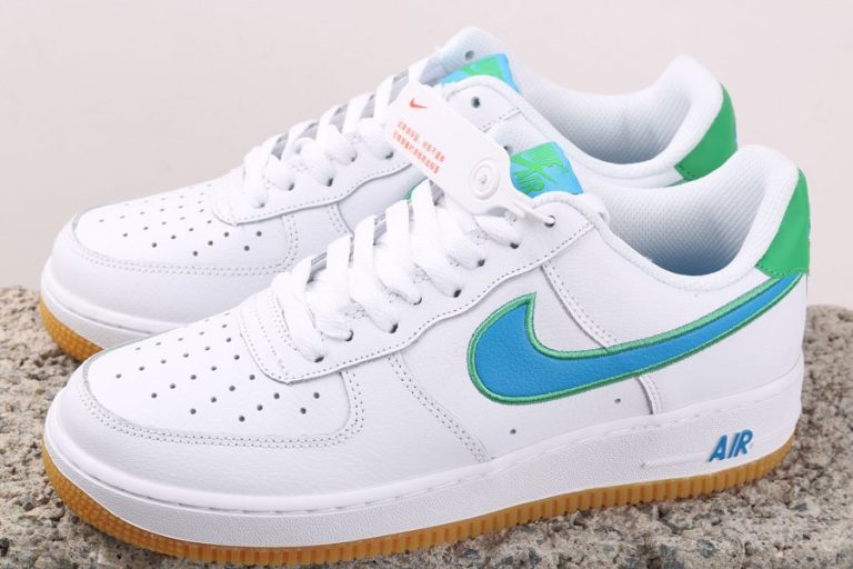 Nike Air Force 1 Low White/Bright Blue-Lime Green-Gum DA4660-100 ...