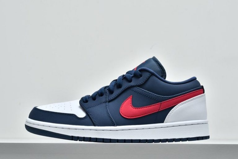 Air Jordan 1 Low “USA” Midnight Navy/University Red-White - FavSole.com