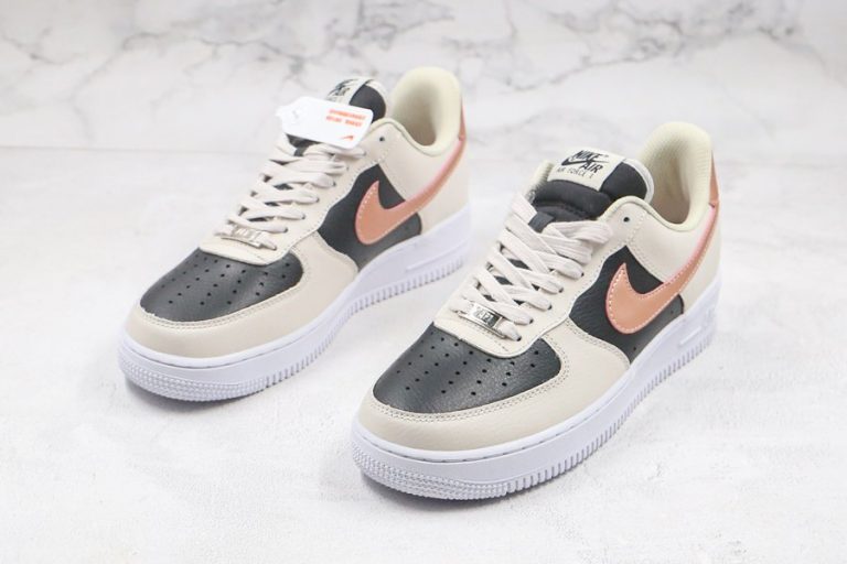 Nike Air Force 1 Low Beige Black With Copper Swooshes - FavSole.com