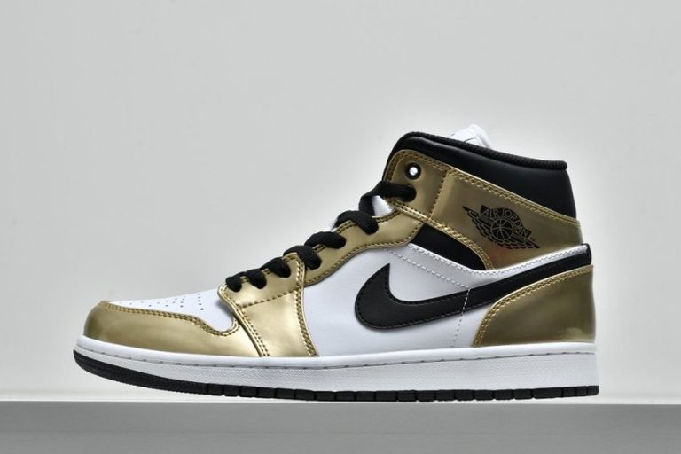 Air Jordan 1 Mid Metallic Gold White-black Dc1419-700 - Favsole.com