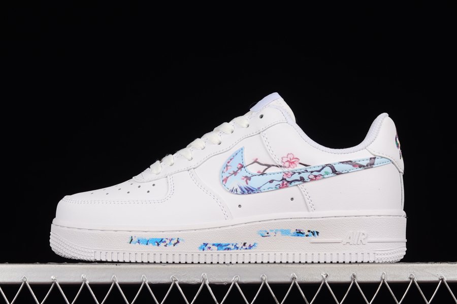 Custom Nike Air Force 1 Low “Floral” White Blue Pink 2022 - FavSole.com