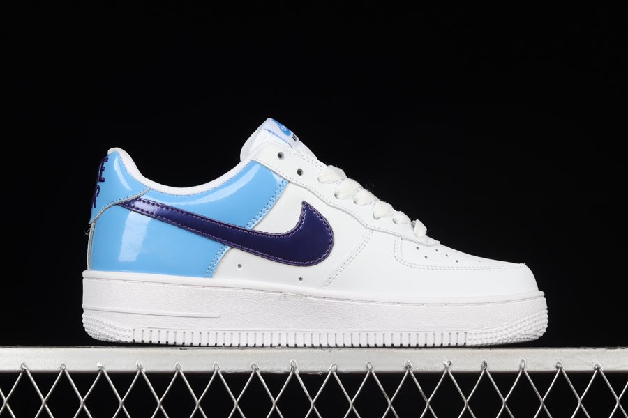 Nike Air Force 1 Low Blue Patent Swooshes DJ9942-400